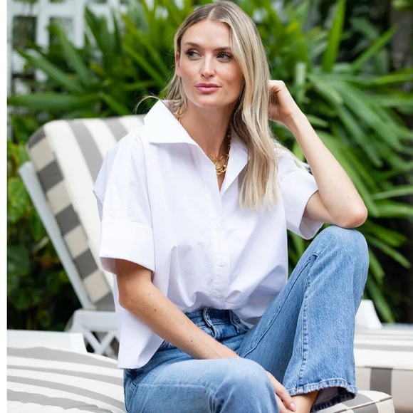 NWT Julia Amory Antibes White Women's Button Down Size Small - Picture 3 of 10